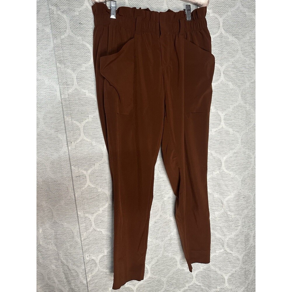 Athleta Womens Skyline Pant II Belted Paperbag Waist Red Brown Rust Casual Sz 6